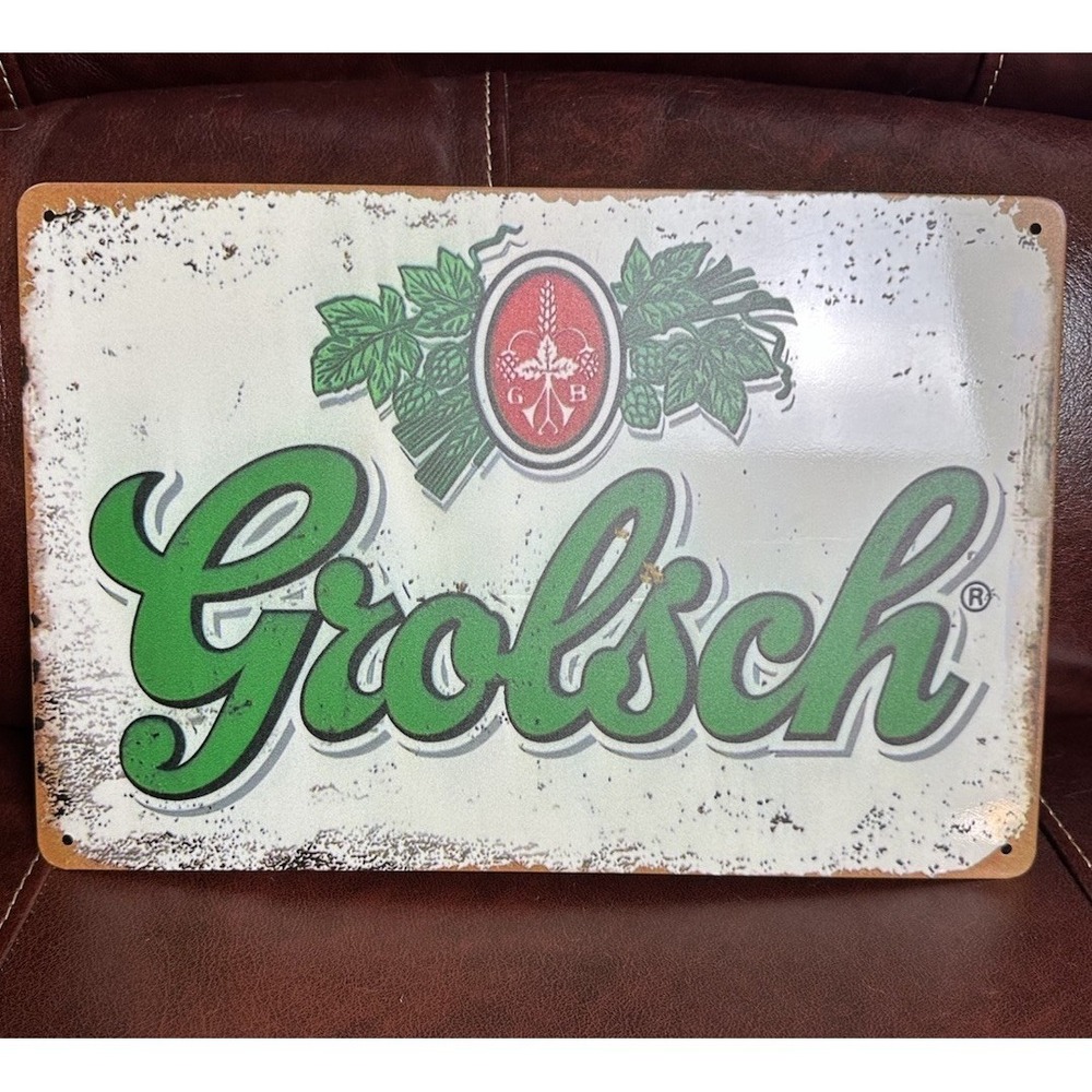 New Grolsch Premium Lager Beer Vintage Style Tin Sign 12in X 8in Bar Man Cave
